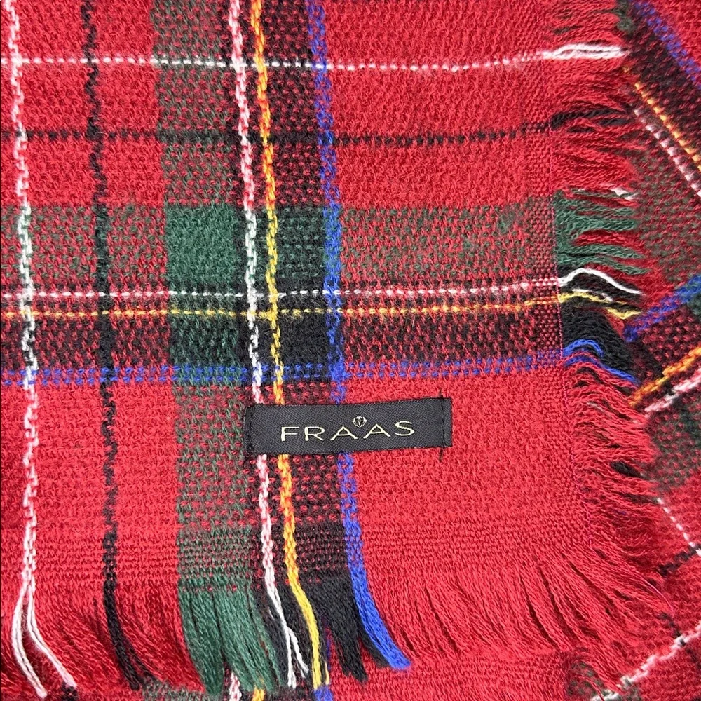 Red Plaid Tartan Fraas Blanket Scarf 78”x39” Winter